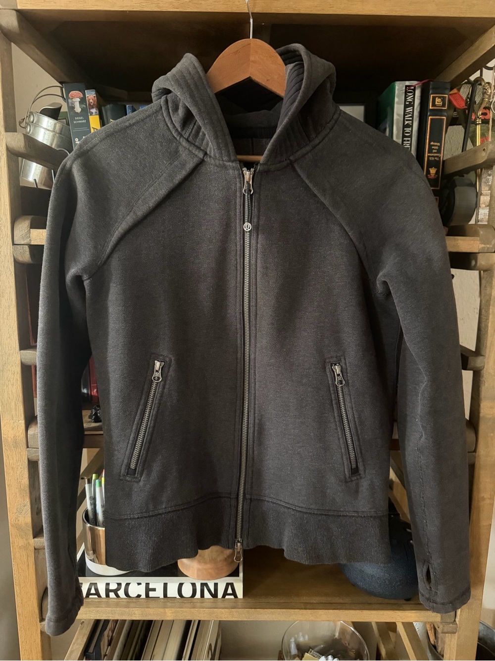 Lululemon Charcoal Zip-Up Hooded Scuba Jacket. 8